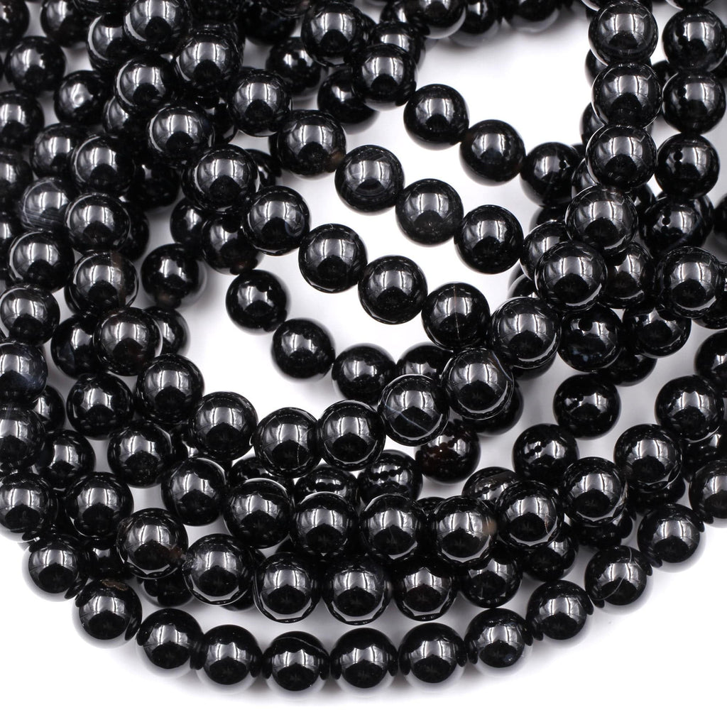 AAA Grade Natural Black Onyx Round Beads 2mm 3mm 4mm 6mm 8mm 10mm 12mm –  Intrinsic Trading